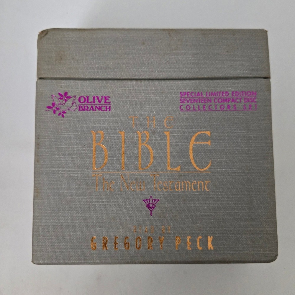 Vintage 1994 The Bible New Testament 17 CD Set Read By Gregory Peck Dove Audio